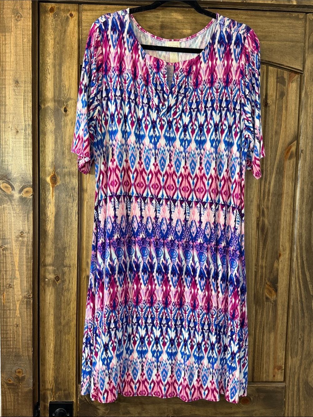 Chico's Pink and Blue Printed Midi Dress